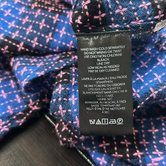 Anthropologie Pilcro Femme Plaid Buttondown Blue Pink Shirt Top Sz M Petite - Picture 13 of 16